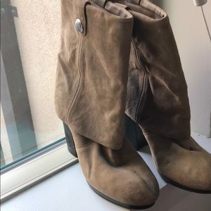 Brown Vince Camuto foldover booties